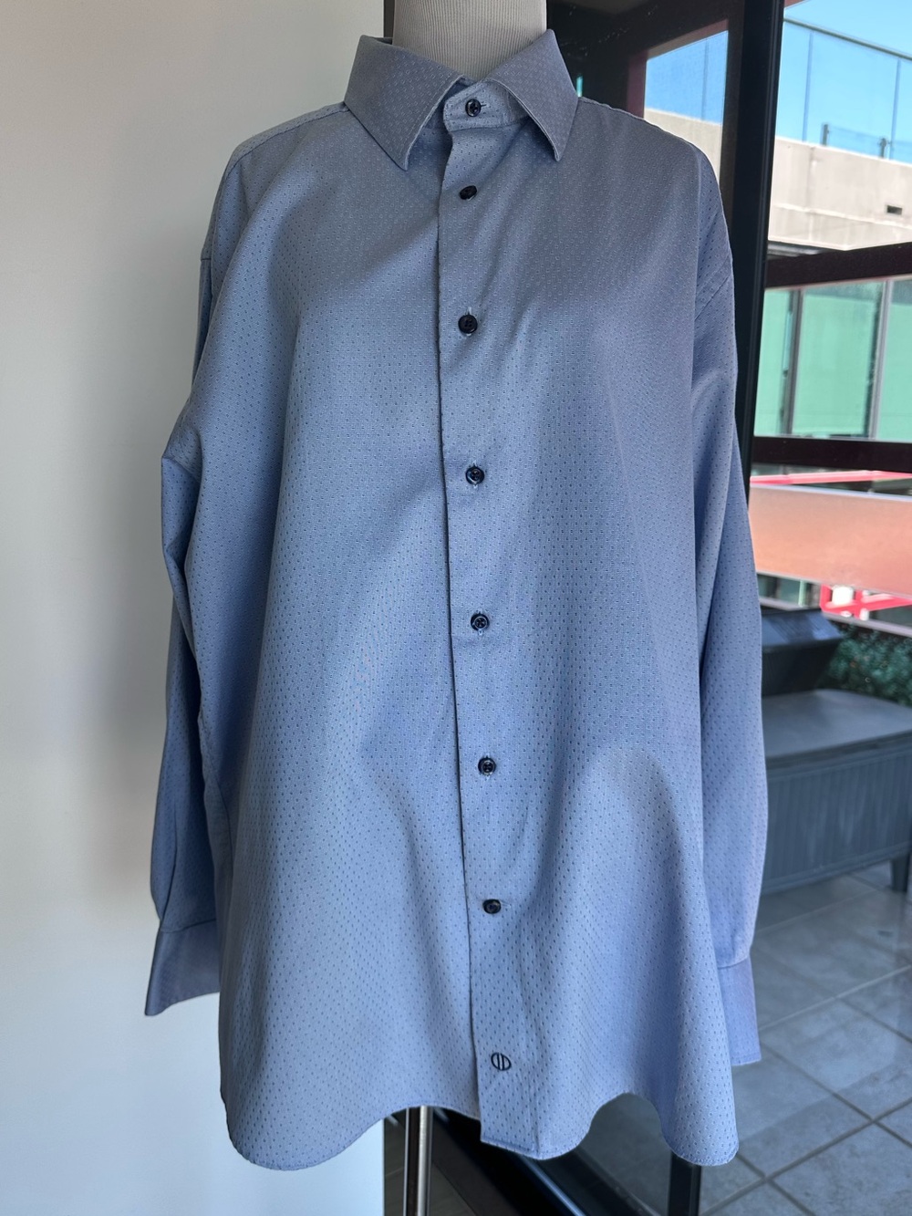 David Donahue Men’s Sky Blue Microdot Dress Shirt
